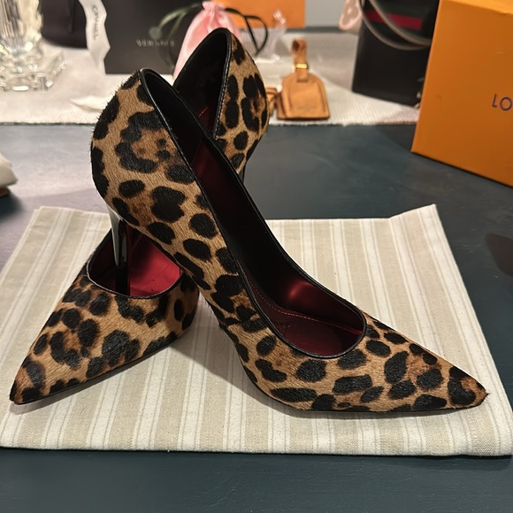 Nine West Tatiana, 2 Pair of Lux, Calf Fur Heels 9.5 in Zebra or Leopard NWOB - Picture 10 of 16